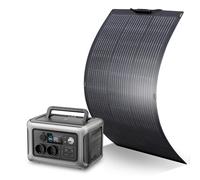 ALLPOWERS R600 Station électrique portable 299Wh avec panneau solaire flexible 100W IP68 étanche, batterie LiFeP04, Chargement rapide sans fil 15W, générateur solaire pour camping-car, jardin, toit