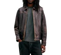 AllSaints Veste en cuir Alkan pour homme, noir vintage, Medium