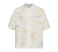 AllSaints - Breezer Boxy Short Sleeve Printed Shirt - Homme - Chemises - Blanc - Taille: S