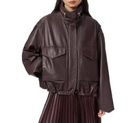 AllSaints Clay Jacket Veste en Cuir, Rouge Sang de bœuf, S Womens