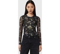 AllSaints Ellie Mesh Ls Tee Vine Black Taille: 8 | Manches longues Outlet | Femme | Le Noir
