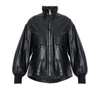AllSaints Women's FLOR JACKET REGULAR JACKET LEATHER, Black, UK 6/US 2