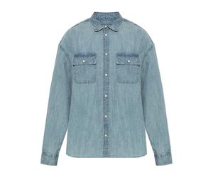 AllSaints - Gribbs Oversized Long Sleeve Shirt - Homme - Chemises - Bleu - Taille: L