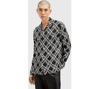 AllSaints Grid Ls Shirt Jet Black Taille: XXL | Casual chemises Outlet | Homme | Le Noir