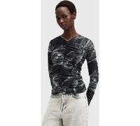 AllSaints Keiko Mesh Top Evolve Slate Grey Taille: 6 | Chemisiers Outlet | Femme | Gris