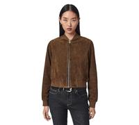 AllSaints Lieux en daim bomber, Marron chocolat chaud, 40