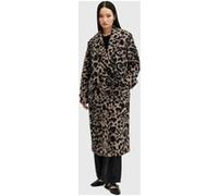 AllSaints Mabel Leppo Coat Leopard Brown Taille: 4 | Manteaux à double boutonnage Outlet | Femme | Marron