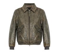 AllSaints - Marland Aviator Leather Jacket - Homme - Vestes - Brun - Taille: M
