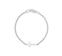 AllSaints Men's Gabe Cross Bracelet, bijou à maillons curb avec pendentif croix intemporel, accessoires homme, fermeture mousqueton, argent sterling