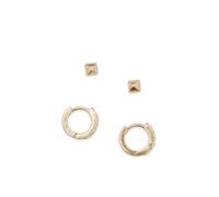 AllSaints Mini Huggie Set, clous carrés mini, huggies format, bijoux à assortir et mixer, accessoires femme, fermoirs tige et charnière,2 paires