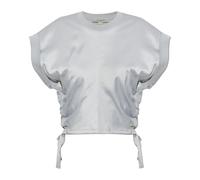 AllSaints - Mira Cropped Satin Drawcord T-Shirt - Femme - Blouses et Chemises - Bleu - Taille: 38 FR
