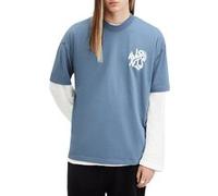 AllSaints Orlando Ss Crew Damson Blue Taille: L | T-shirts avec imprimés Outlet | Homme | Bleu