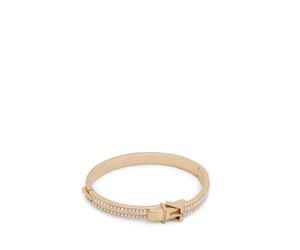 AllSaints Pearl Buckle Bangle Bracelet, bracelet jonc à boucle articulée, bijou à double rangée de mini perles, femme, fabriqué en laiton, blanc