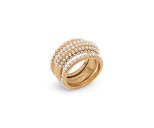 AllSaints Pearl Trio Ring Set, ensemble de bagues empilables avec délicat détail de fausses perles, accessoires femme, fabriqué en laiton, or