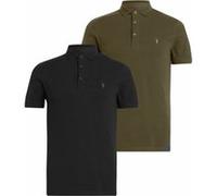 AllSaints Reform Ss Polo 2 Pac Jet Blk/ivy Grn Taille: S | T-Shirts Outlet | Homme