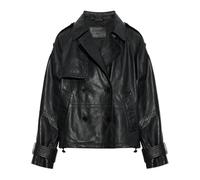 All Saints AllSaints Black Reya Cropped Leather Mac