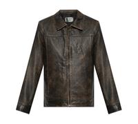 AllSaints - Veste en cuir Alkan - Homme - Vestes - Brun - Taille: XL
