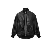 AllSaints Women's FLOR JACKET REGULAR JACKET LEATHER, Black, UK 8/US 4
