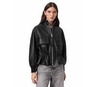 AllSaints Women's FLOR JACKET REGULAR JACKET LEATHER, Black, UK 6/US 2