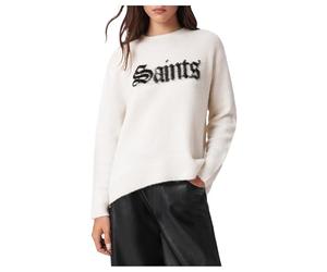 AllSaints Women's Saints Crew, Craie Blanc/Noir, Small