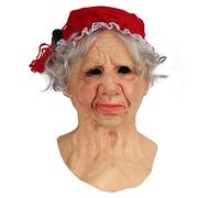 Allsmart Masque du Père Noël Couvre-tête Masque en Latex Masque du Père Noël Vieille Dame Masque Mme Père Noël Femmes Masque en Latex Halloween Noël Grand-mère (Couleur assortie)