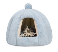 ALLSOPETS Lit Grotte pour Chat et Chien, Niche Igloo d’Intérieur avec Coussin Amovible Lavable, Tente Douillette et Chaleureuse pour Petits et Moyens Animaux (Bleu Glacier, L)
