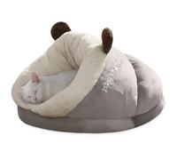 ALLSOPETS Lit Grotte pour Chat et Petit Chien - Maison Chaude D'intérieur - Tente Douillette pour Animal Domestique avec Dessous Antidérapant (Gris, S)