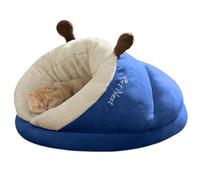 ALLSOPETS Lit Grotte pour Chat et Petit Chien, Maison Chaude en Peluche Douce, Lit d’Intérieur Confortable avec Dessous Antidérapant (Bleu Océan, S)