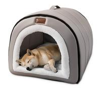 ALLSOPETS Niche Chat et Chien, Lit Auto-Chauffant 2-en-1 Pliable pour Chats et Chiens de Petite à Moyenne Taille, Maison Igloo Confortable Tente Animaux avec Toit et Poignées (Gris Brume, XL)