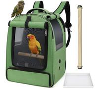 ALLSOPETS Sac à Dos Perroquet, Cage de Transport Oiseaux, Vert Forêt | Sac de Transport Respirant avec Perchoir Réglable et Plateau Amovible, Idéal pour Voyages et Sorties Extérieures