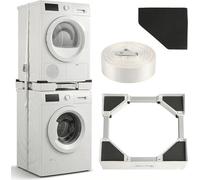 AllSpares Kit d'empilage universel - Cadre de connexion avec ceinture de sécurité et fonction antidérapante - Convient pour machine à laver et sèche-linge AEG, Miele, Bosch, etc. - 40 x 42 à 70 x 72