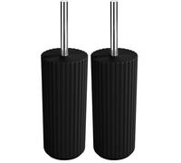 Allstar Brosse WC Minas Noir - Porte-Brosse WC fermé, Polypropylène, 10 x 34 x 10 cm, Noir (Lot de 2)