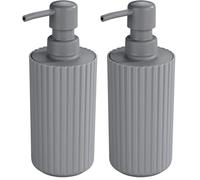 Allstar Distributeur de Savon Minas Gris - Distributeur de Savon Liquide Capacité: 0.28 l, Polypropylène, 7 x 18 x 7 cm, Gris (Lot de 2)