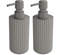 Allstar Distributeur de Savon Minas Taupe - Distributeur de Savon Liquide Capacité: 0.28 l, Polypropylène, 7 x 18 x 7 cm, Taupe (Lot de 2)