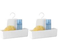 Allstar Serviteur de douche Minas blanc - Tablette de rangement de douche, panier mural, Polypropylène, 25.3 x 22.5 x 8 cm, Blanc (Lot de 2)
