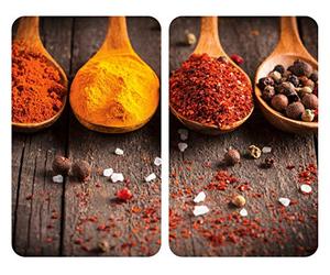 Allstar Set de 2 couvre-plaque de cuisson pour plaques vitrocéramiques ou induction, Verre trempé, 30 x 0.8 x 52 cm, Multicolore