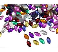 Allstarco 10x5mm Assorted Colors Flat Back Navette Acrylic Jewels Marquise Rhinestones Face Gems Card Making Embelishments Horse Eye 13/64" x 7/16" 200 Pcs