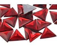 Allstarco 13mm Flat Back Triangle Acrylic Rhinestones Plastic Gems Plastic Costume Jewels Embelishments - 50 Pieces (Red Ruby .TM)