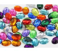 Allstarco 14x10mm Flat Back Oval Acrylic Rhinestones Plastic Gems Plastic Costume Jewels Embelishments - 125 Pieces (Assorted Colors)