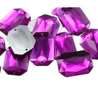 Allstarco 14x10mm Pink Fuchsia CH21 Flat Back Octagon Sew On Beads for Crafts Plastic Acrylic Rhinestones With Holes For Sewing, Clothing Embelishments, Costume Cosplays 72 Pieces