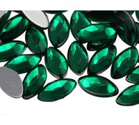 Allstarco 15x7mm Green Emerald .MD Navette Flat Back Acrylic Rhinestones Marquise Gems for Crafts Horse Eye Costume Embelishments Card Making Jewels Jewelry Making Cosplay Jewels 40 Pieces