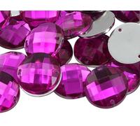 Allstarco 16mm Pink Fuchsia CH21 Flat Back Sew On Round Beads Acrylic Rhinestones Sewing Plastic Gems With Holes For Jewelry, Clothes, Garment Embelishments, Shoes, Cosplays, Crafts 40 Pieces