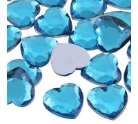 Allstarco 18mm Blue Aqua H109 Flat Back Heart Acrylic Rhinestones Plastic Gems Plastic Costume Jewels Embelishments - 30 Pieces