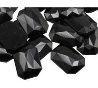 Allstarco 18x13mm Jet Black CH37 Flat Back Octagon Sew On Beads for Crafts Plastic Acrylic Rhinestones With Holes For Sewing, Clothing Embelishments, Costume Cosplays 50 Pieces
