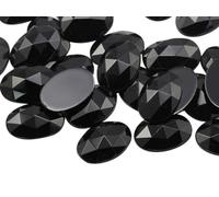 Allstarco 18x13mm Jet Black H101 Flat Back Oval Acrylic Rhinestones Plastic Costume Gems Cosplay Embelishments Decorations - 35 Pieces