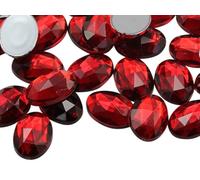 Allstarco 18x13mm Red Ruby .TM Flat Back Oval Acrylic Rhinestones Plastic Costume Gems Cosplay Embelishments Decorations - 35 Pieces
