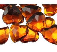 Allstarco 20mm Orange Hyacinth CH08 Flat Back Sew On Heart Rhinestones Beads for Crafts Plastic Acrylic Gems With Holes For Sewing, Clothing Embelishments, Costume Cosplays - 25 Pieces