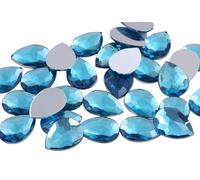 Allstarco 25x18mm Blue Aqua H109 Flat Back Teardrop Acrylic Rhinestones Plastic Gems for Jewelry Making Costume Jewels Cosplay Card Making Embelishments Decor Crafts 20 Pieces
