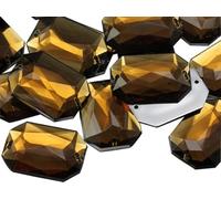 Allstarco 25x18mm Brown Smokey Topaz CH25 Flat Back Octagon Sew On Beads for Crafts Plastic Acrylic Rhinestones With Holes For Sewing, Clothing Embelishments, Costume Cosplays 20 Pieces