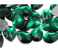 Allstarco 25x18mm Flat Back Teardrop Acrylic Rhinestones Plastic Gems for Jewelry Making Costume Jewels Cosplay Card Making Embelishments Decor Crafts - 20 Pieces (Green Emerald H106)
